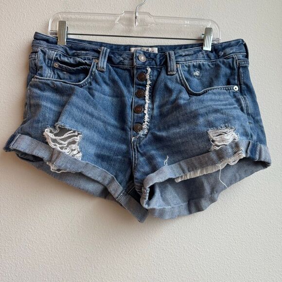 Free People We The Free Now Or Never Exposed Button Fly Denim Shorts Size 31 - Picture 2 of 5